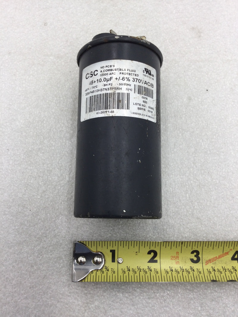 CSC 328P4510H37N37P5RH 45+10.0uf +/-6% 370 VAC 50/60 Hz Capacitor