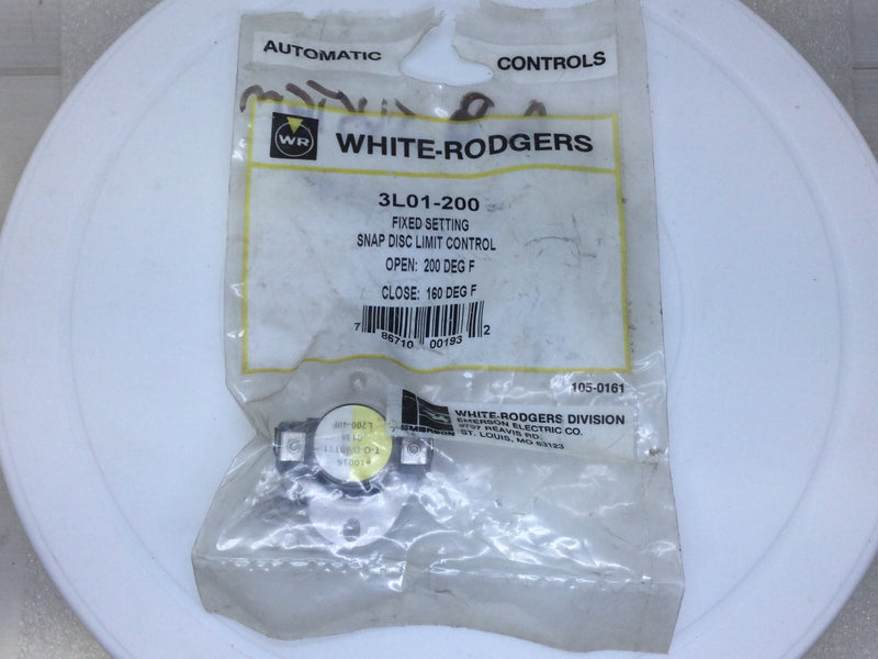 White Rodgers 3L01-200 3/4" Snap Disc Limit Control