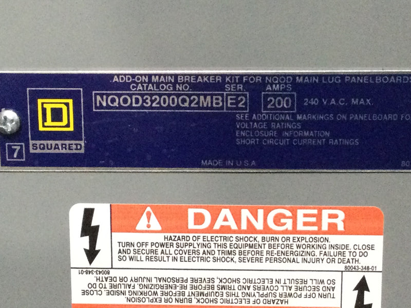 Square D NQOD442L225 225 Amps 208Y/120V 3 Phase 4 Wire Series E1 MHC50F 50" x 20" w/Q2L3200 Circuit Breaker