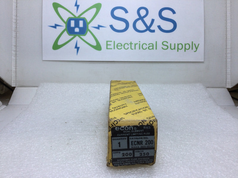 Economy/Econ ECNR200 200 Amp 250V or Less Dual Element Time delay Fuse Current Limiting Class RK5