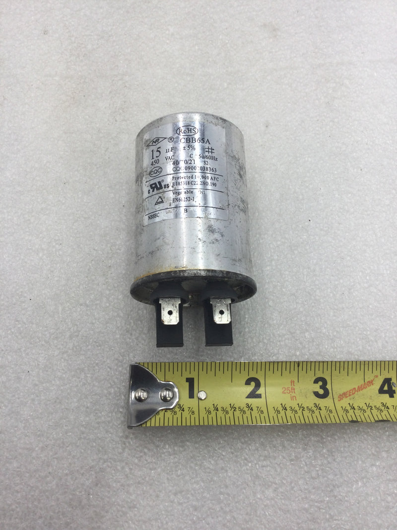 CBB65A Capacitor 15uf +/-5% 450 VAC 50/60 Hz (CQC09002038363)