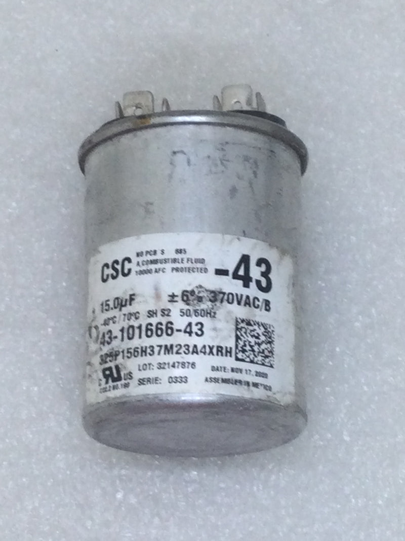 CSC 43-101666-43 Capacitor 15.0uf +/-6% 370 VAC