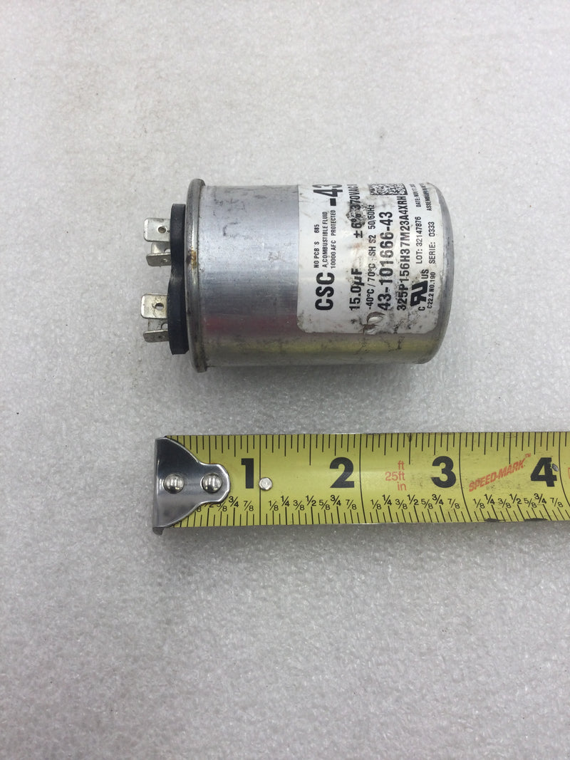 CSC 43-101666-43 Capacitor 15.0uf +/-6% 370 VAC