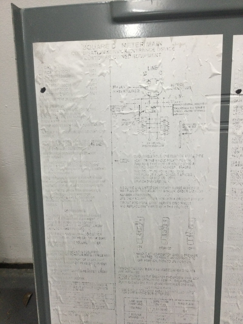 Square D Meter Main RC816F200C 200 Amp 120/240V 1 Phase 3 Wire Type 3R 8 Space 16 Circuit