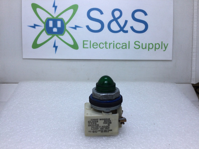 Square D KM-35 9001 Pilot Light Green Lamp GE 757 24-28V AC/DC