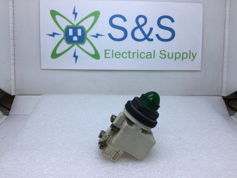 Square D KM-35 Green Pilot Light Lamp GE 757 Includes Auxiliary Terminal 9001 Series G 24-28V AC/DC