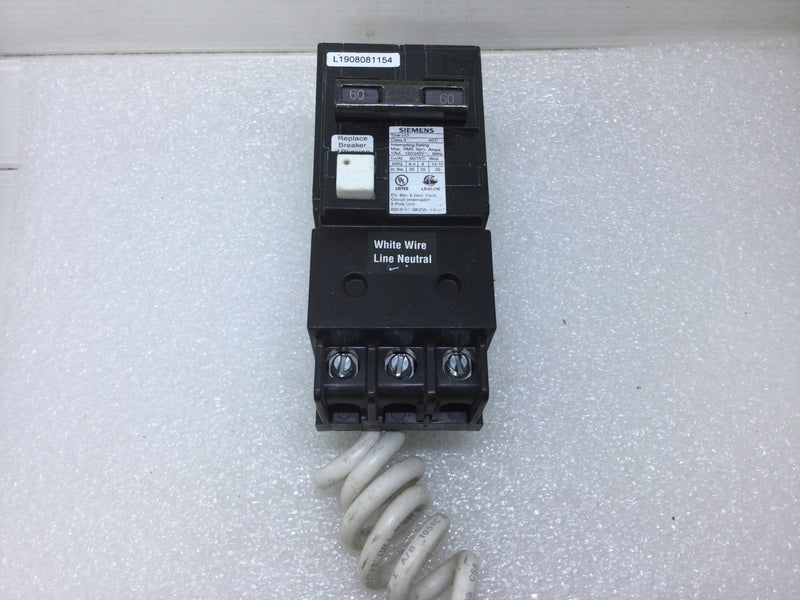 Siemens BLF260 60 Amp 2 Pole GFCI Circuit Breaker