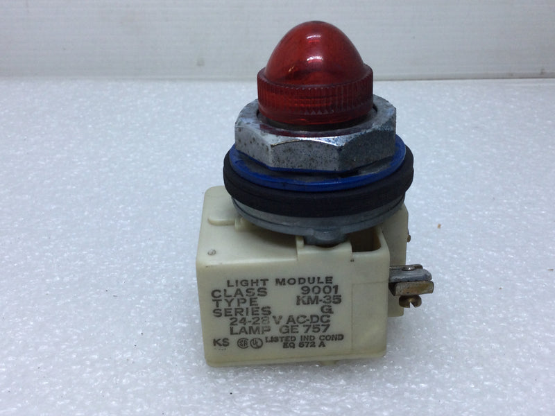 Square D KM-35 Red Pilot Light Module Class 9001 Series G 24-28V AC/DC