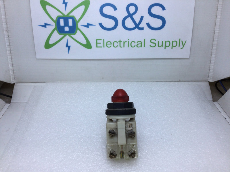 Square D KM-35 Red Pilot Light Module Includes Auxiliary Terminal Series G Type 9001 24-28V AC/DC