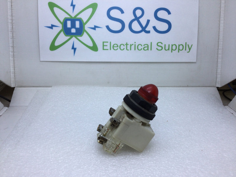 Square D KM-35 Red Pilot Light Module Includes Auxiliary Terminal Series G Type 9001 24-28V AC/DC