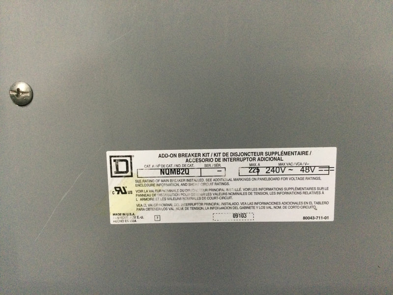 Square D NC50S with Square D NQ442L2C 225 Amp 240v 3 Phase 4 Wire Type 1 42 Space Panelboard Enclosure w/Main Breaker 50" x 20"