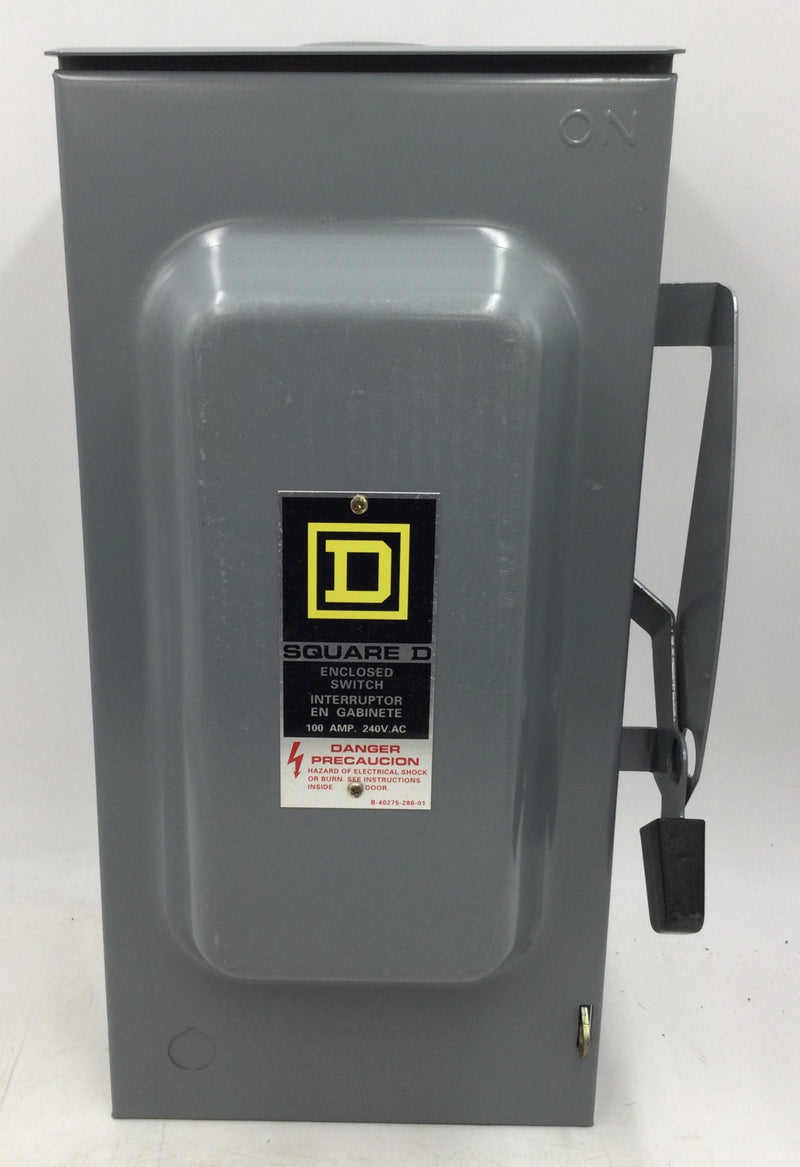 Square D D323NRB 100 Amp 3 Pole 240VAC, NEMA 3R, 4 Wire Fusible Safety Switch