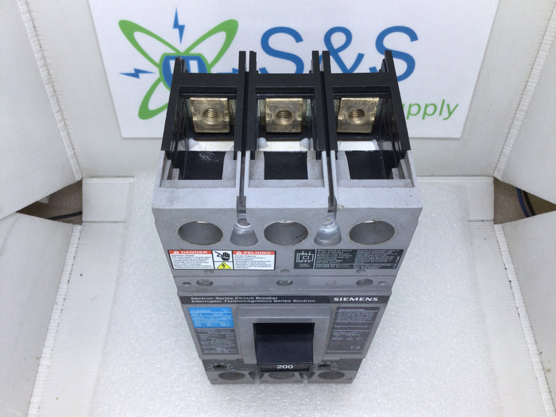 Siemens FXD63B200 3 Pole 200 Amp 600VAC Sentra Series Type FXD6-A Circuit Breaker