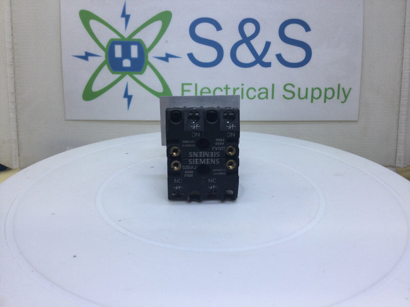 Siemens 52PA2A2 Pushbutton w/ 2 X 52BAJ Contact Blocks