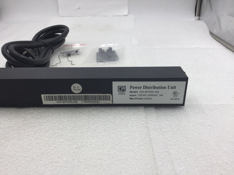 Chatsworth 025-907005-046 125VAC 50/60HZ 16 Amp Power Distribution Unit