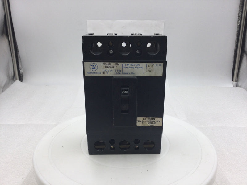 Westinghouse CA3200X 200 Amp 3 Pole 240V Circuit Breaker