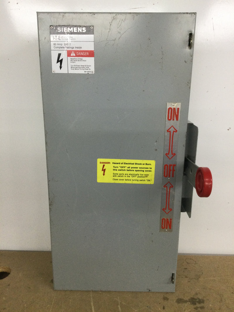 Siemens NF322DTK Non-Fusible Disconnect Switch 60 Amp 240 Volt 3 Pole Nema 1