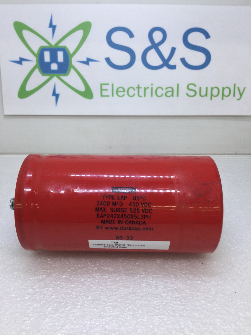 Mallory EAP242X450X5L 3PH 2400 MFD 450 VDC Capacitor Max Surge 525 VDC