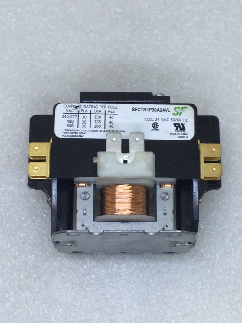 Trane SFCTR1P30A24VL Contactor Single Pole 30 Amp 240-600 VAC with 24 VAC Coil