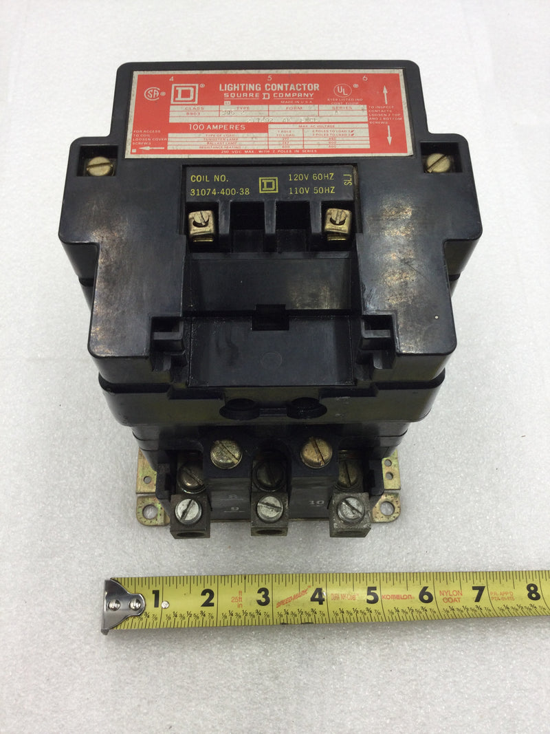 Square D 8903SQG2 Lighting Contactor 100 Amp 3 Pole 277-600 VAC with 120 VAC Coil