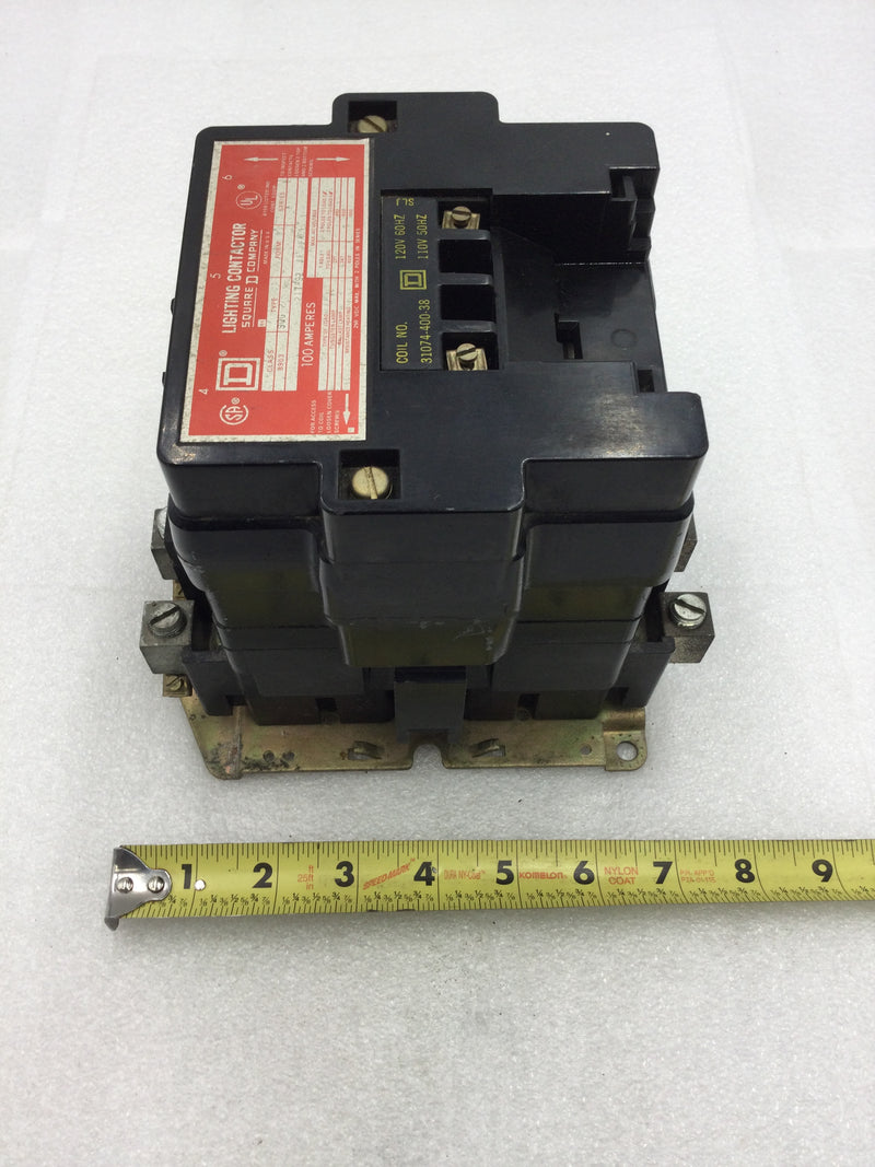 Square D 8903SQG2 Lighting Contactor 100 Amp 3 Pole 277-600 VAC with 120 VAC Coil