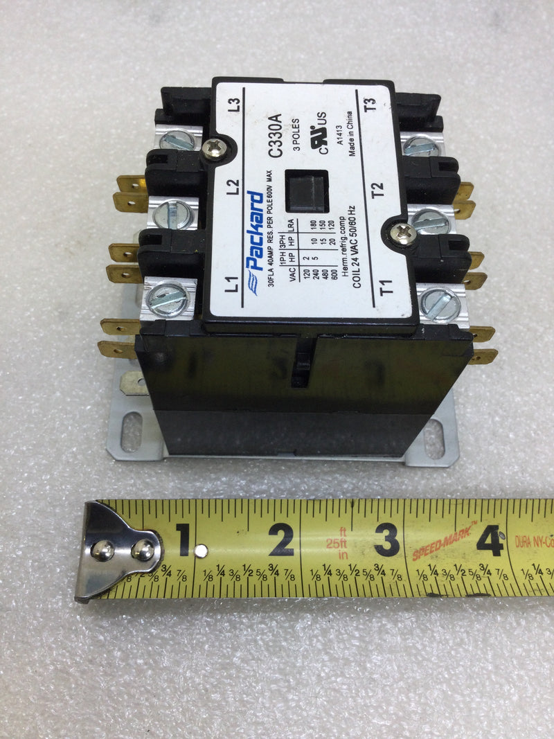 Packard C330A 40 Amp 3 Pole 120-600 VAC Definite Purpose Contactor with 24 VAC Coil