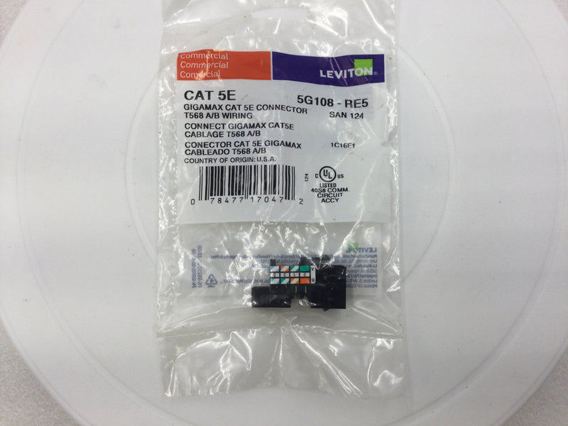 Leviton 5G108-RE5 GIGAMAX Cat 5e QUICKPORT Jack