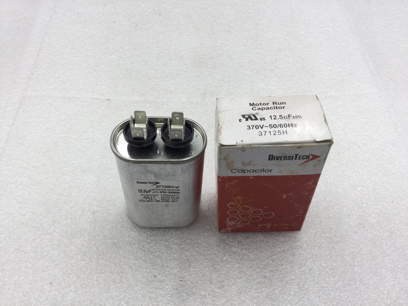 DiversiTech 37125H-VI Motor Run Capacitor 12.5uF +/_ 5% 370 VAC 1000 AFC