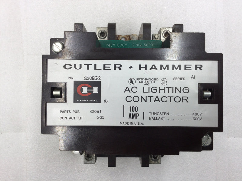 Cutler-Hammer C30EG2 100 Amp 2 Pole 480-600 VAC Lighting Contactor with 240 VAC Coil