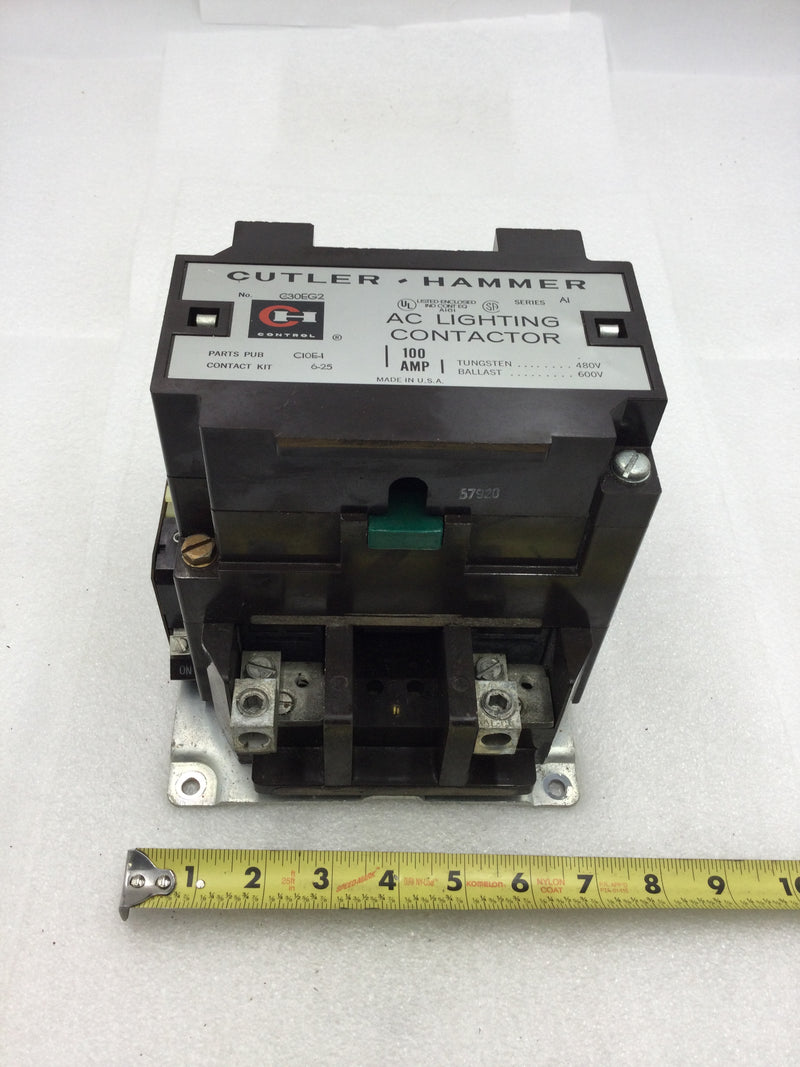 Cutler-Hammer C30EG2 100 Amp 2 Pole 480-600 VAC Lighting Contactor with 240 VAC Coil