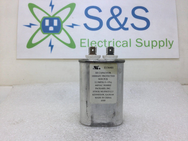 Packard Capacitor POCF12.5 12.5uF +/-5% 440 VAC 50/60Hz 10000 AFC Protected