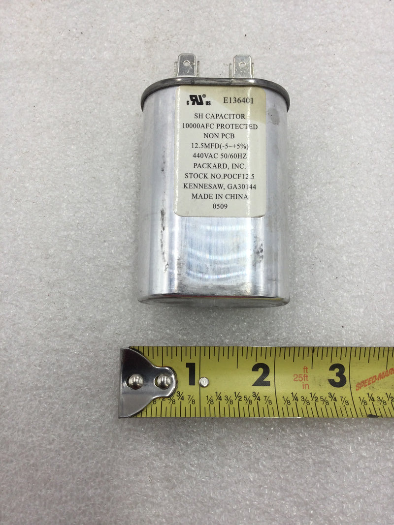 Packard Capacitor POCF12.5 12.5uF +/-5% 440 VAC 50/60Hz 10000 AFC Protected