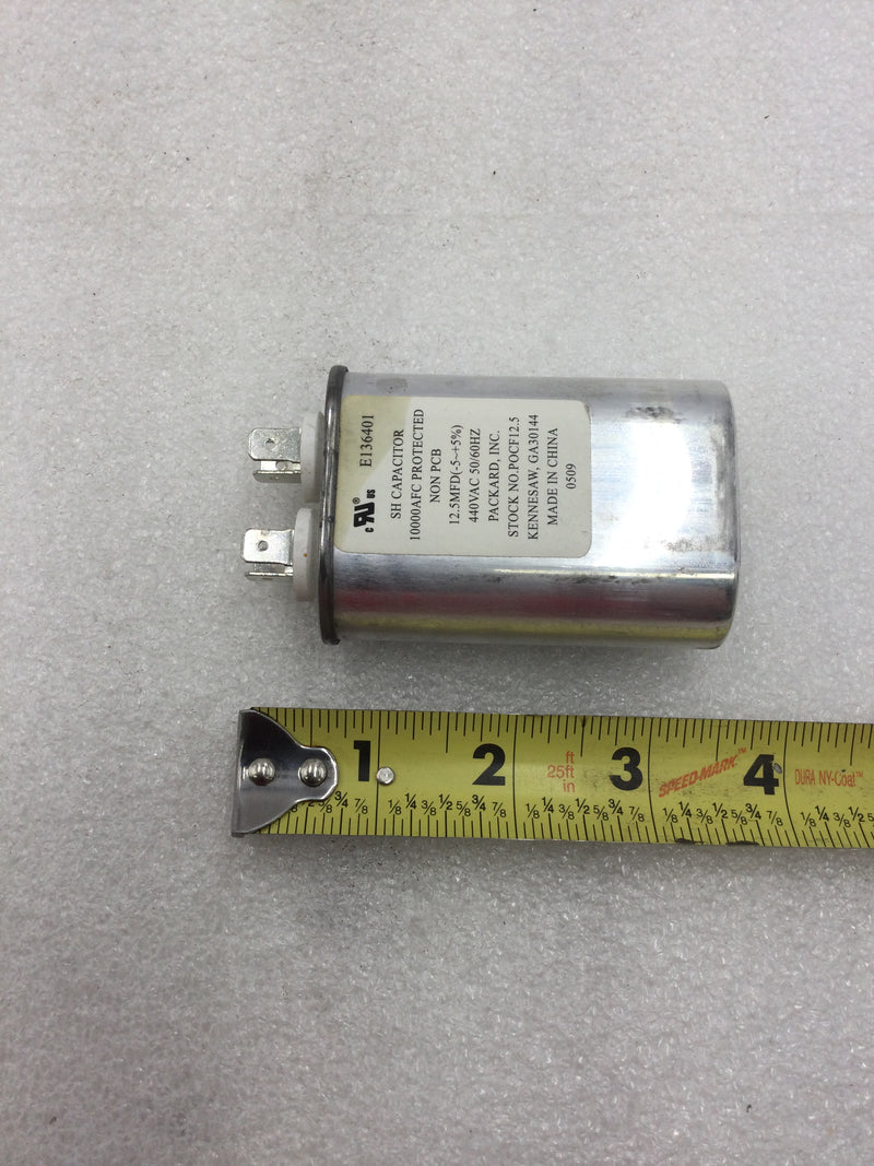 Packard Capacitor POCF12.5 12.5uF +/-5% 440 VAC 50/60Hz 10000 AFC Protected