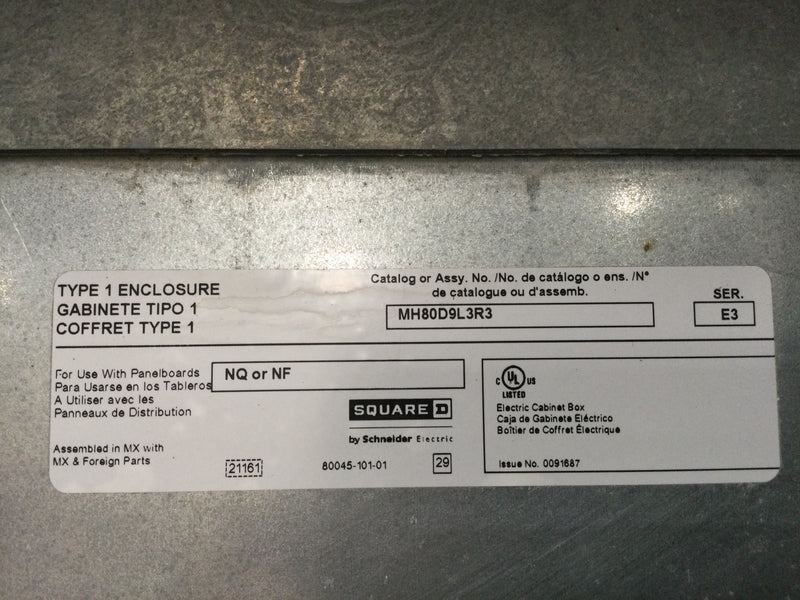 Square D NF 29437197360090001 600 Amp Panel 480/277 3 PH 4 W 30 Space with Main Breaker and 400 Amp Subfeed