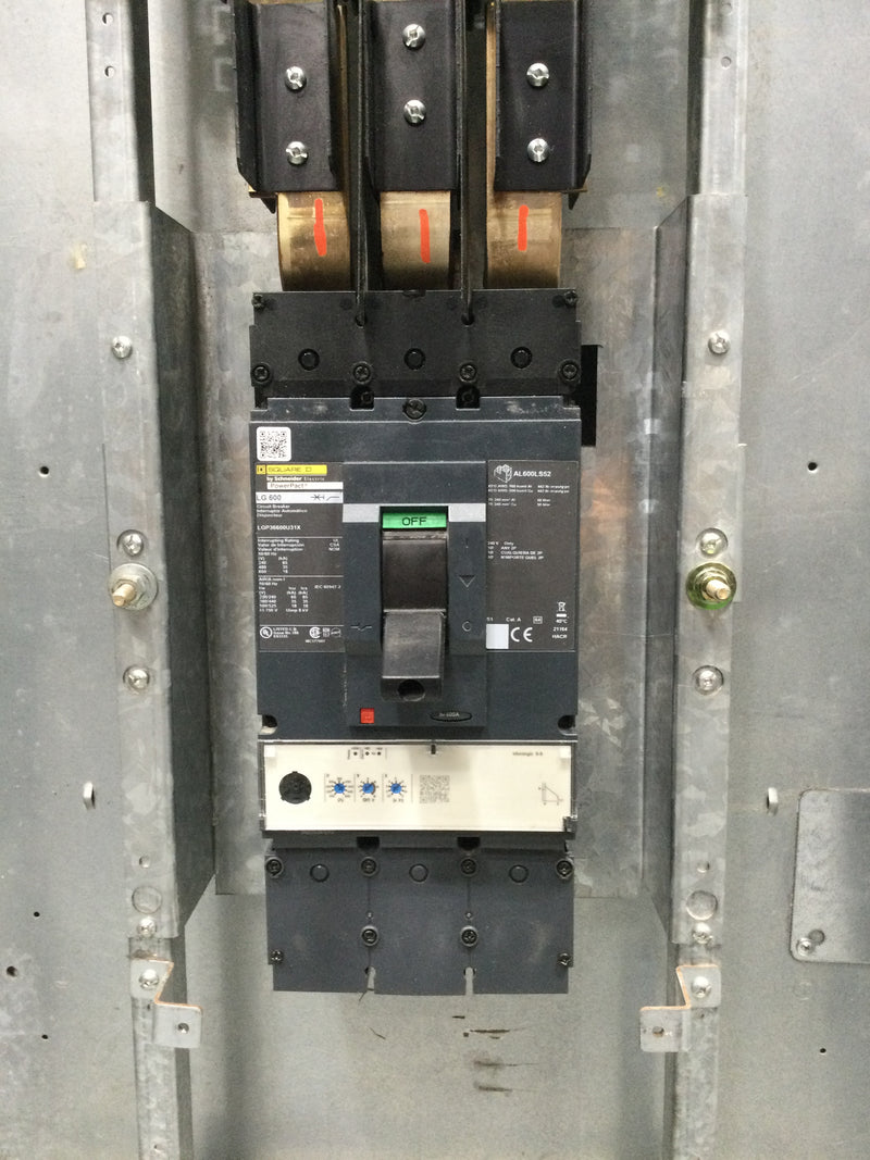 Square D NF 29437197360090001 600 Amp Panel 480/277 3 PH 4 W 30 Space with Main Breaker and 400 Amp Subfeed