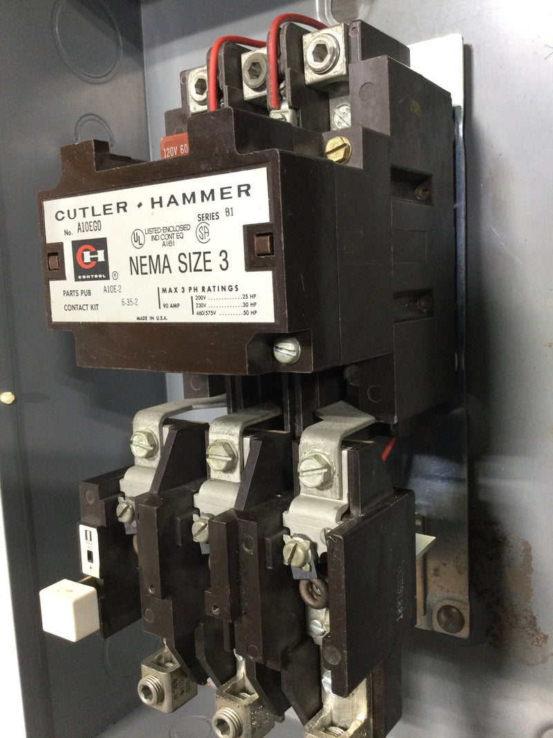 Cutler Hammer A10EG0 Series B1 Magnetic Stater NEMA Size 3 90 AMP with Heater Coils