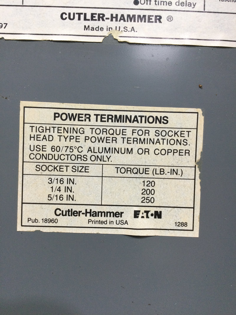 Cutler Hammer C10EG3 Series B1 Magnetic Contactor NEMA Size 3 90 AMP