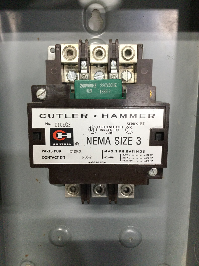 Cutler Hammer C10EG3 Series B1 Magnetic Contactor NEMA Size 3 90 AMP