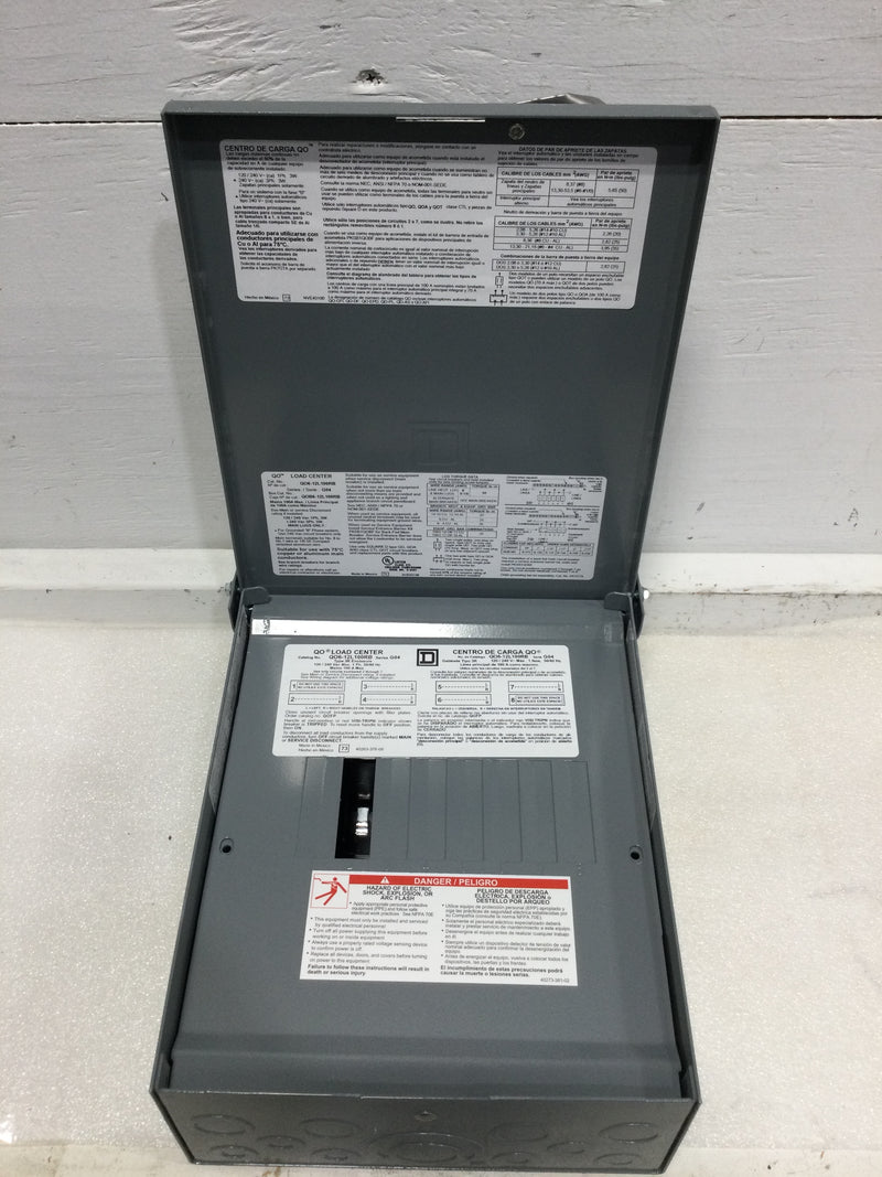 Square D QO612L100RBP QO Load center, 1 phase, 6 spaces, 12 circuits, 100A fixed main lugs, NEMA3R