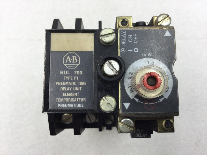 Allen-Bradley Bulletin 700-PT Series A Pneumatic Time Delay Unit with 700-P400A1 Relay Module and 120 VAC Coil