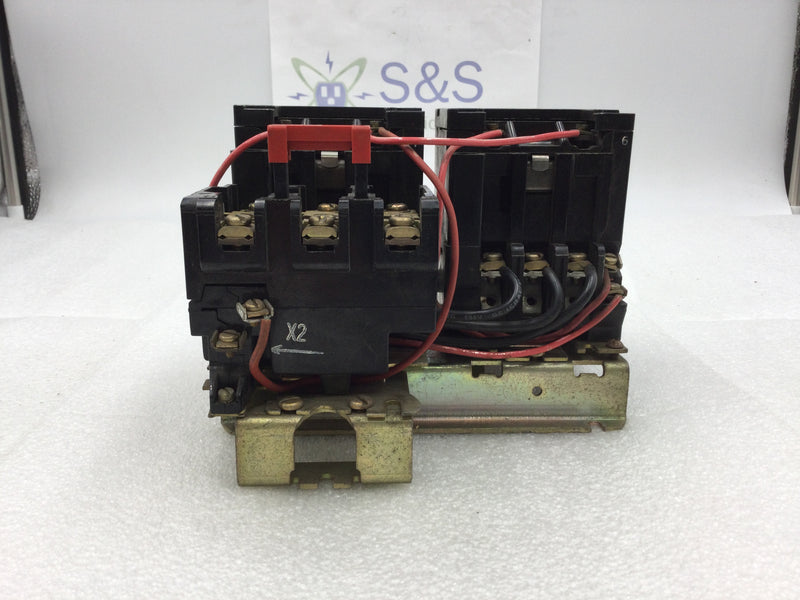 Square D 8736 SAG16 Nema Size 00 Series A Reversing Starter/Contactor 3 Phase 200-575 VAC 1 1/2 to 2 HP with 120 VAC Coil