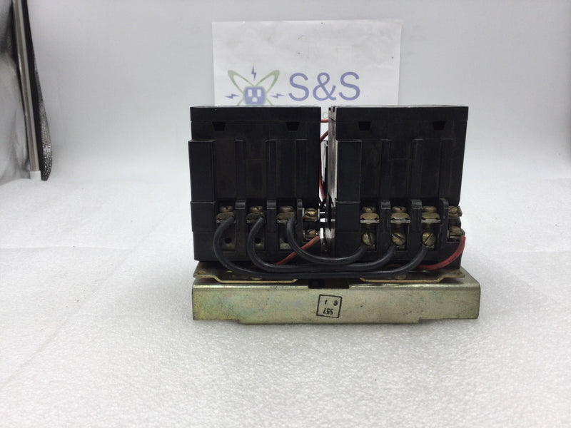 Square D 8736 SAG16 Nema Size 00 Series A Reversing Starter/Contactor 3 Phase 200-575 VAC 1 1/2 to 2 HP with 120 VAC Coil