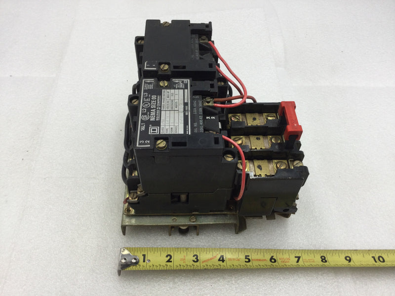 Square D 8736 SAG16 Nema Size 00 Series A Reversing Starter/Contactor 3 Phase 200-575 VAC 1 1/2 to 2 HP with 120 VAC Coil