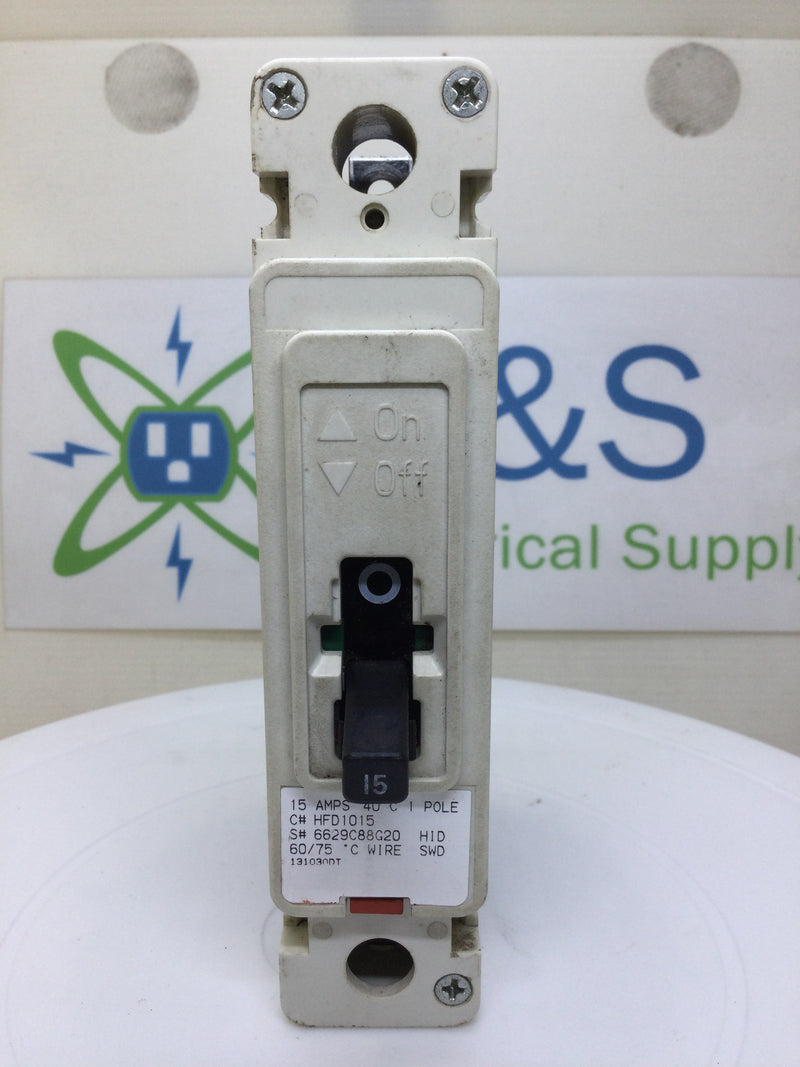 Eaton Cutler Hammer HFD1015 15 Amp Singe Pole HFD65k Circuit Breaker