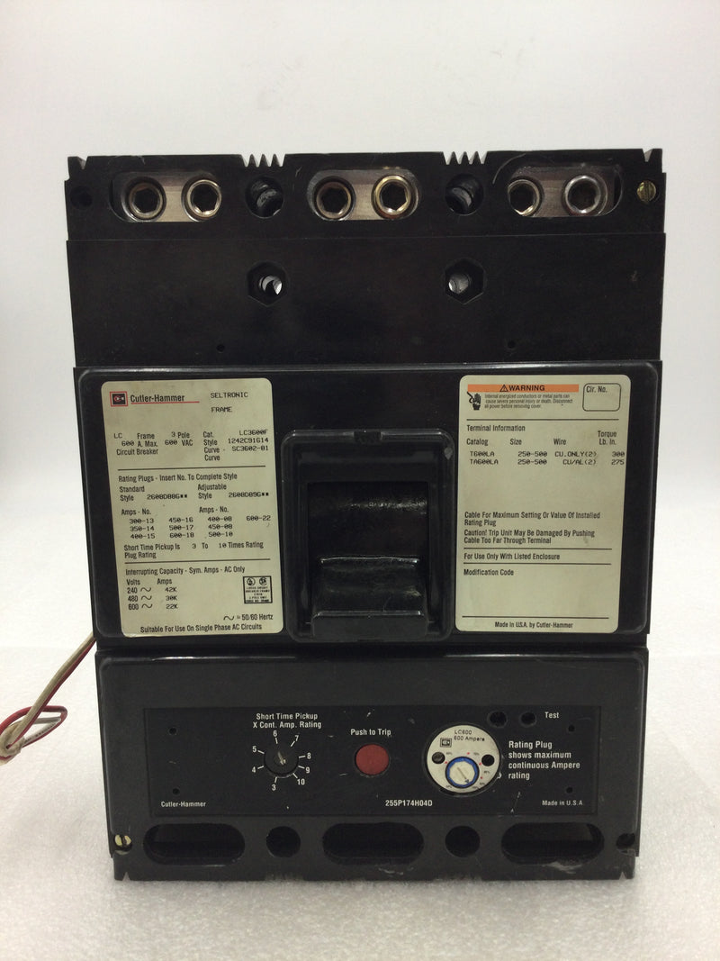 Cutler Hammer LC3600F 600 Amp 3 Pole 600 VAC Circuit Breaker