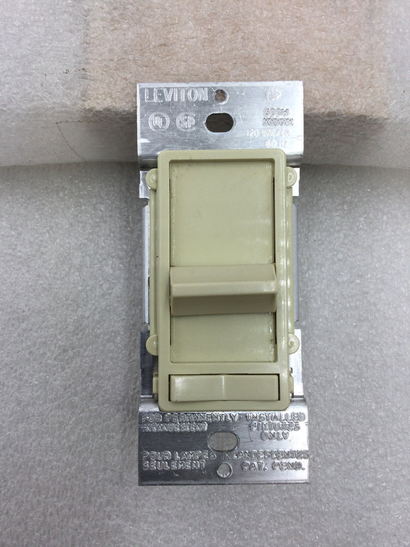 Leviton 611-6623-PI Single Gang Decora 600 Watt 120 VAC 3 Way SureSlide Dimmer in Ivory