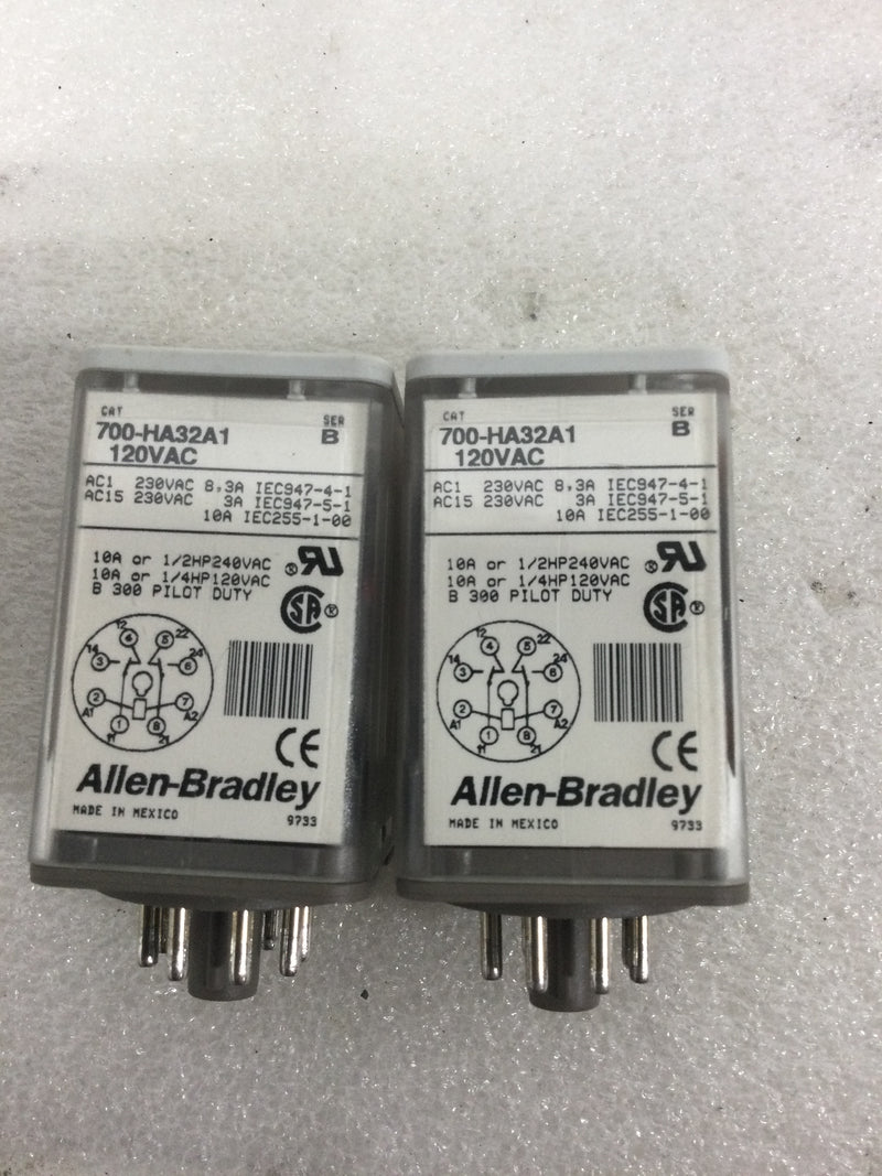 Allen-Bradley 700-HA32A1 general-purpose tube base relay - LOT of 2