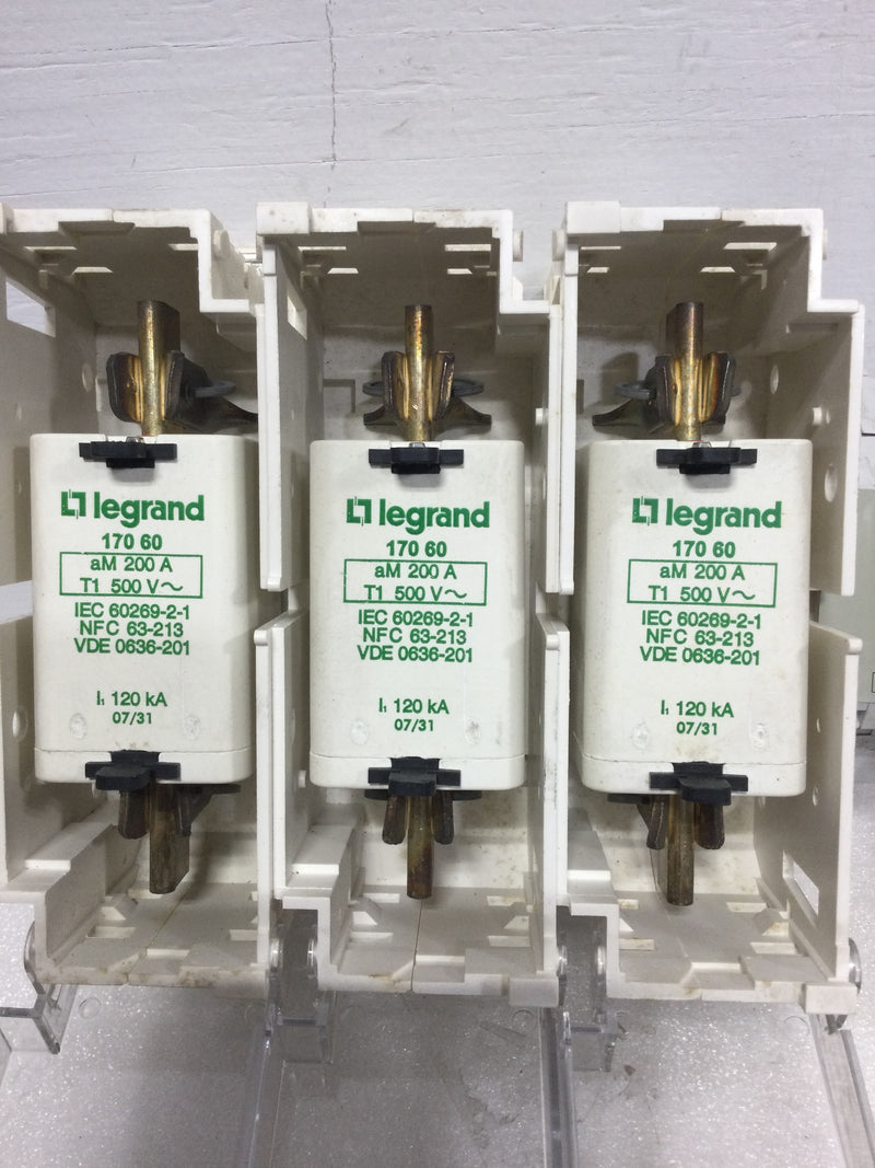 Legrand GS1-SD3 TeSys GS series switch-disconnector fuse body, 17060 200 amp fuses, GS1-ND3 switch-disconnector fuse