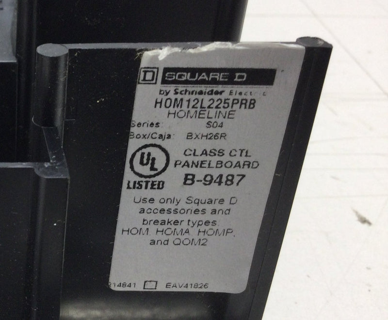 Square D HOM12L225PRB 225 Amp 6 Space/12 Circuit 120/240 VAC Load Center Guts Only 10" X 12"