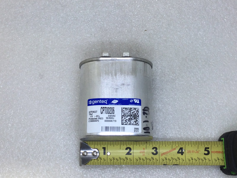 GE/Genteq 97F9627 CPT00206 15uF -/+6% 440VAC 50/60Hz Capacitor